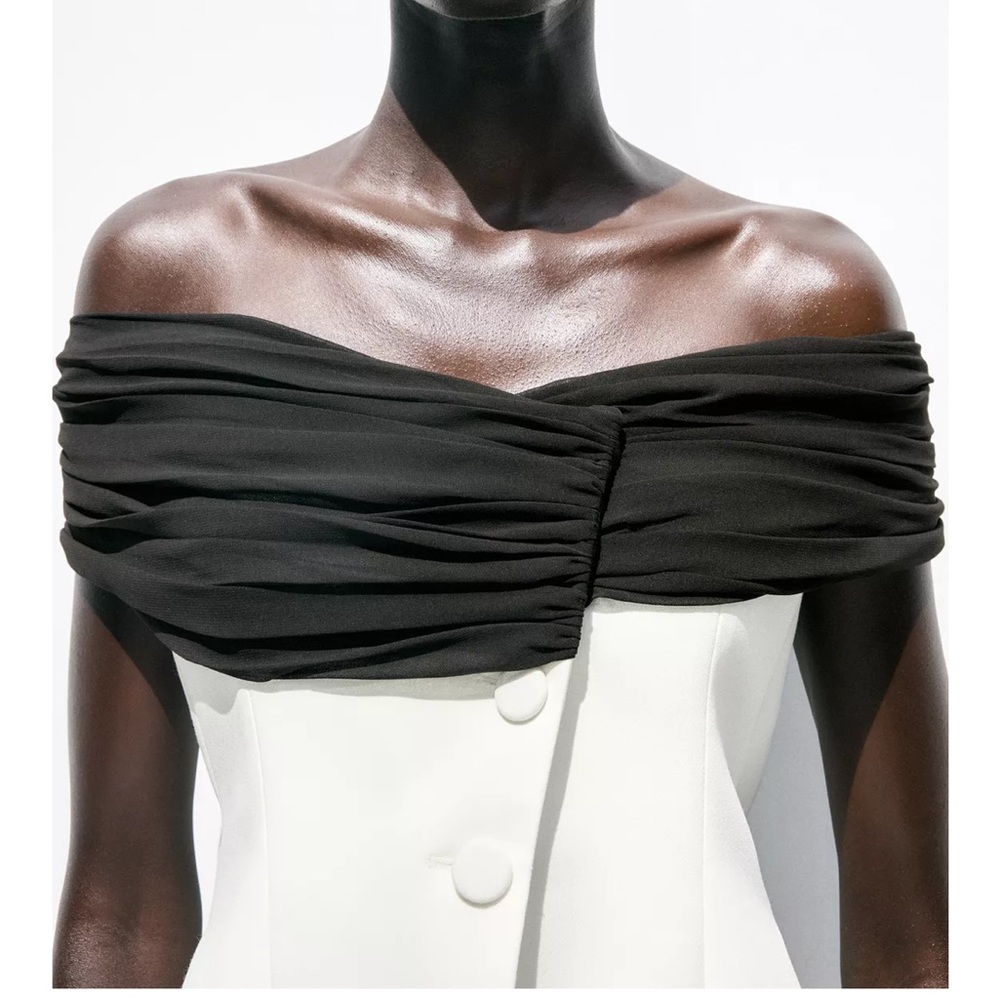 Zara NWT contrast bustier top white black 3327/597 - Picture 9 of 11